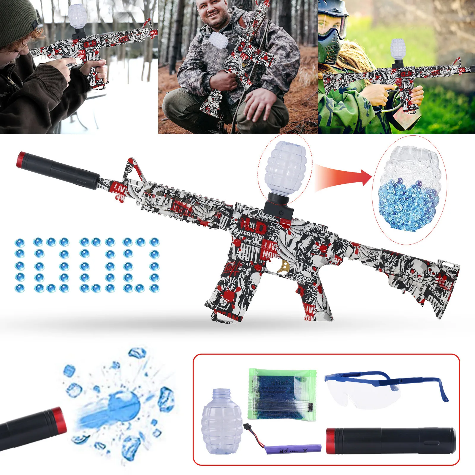 

Новинка, Электрический гелевый водяной шар M16 с 1000 шт., игрушечный пистолет-бластер, пистолет, оружие CS Fighting, уличная игра для детей и взрослы...