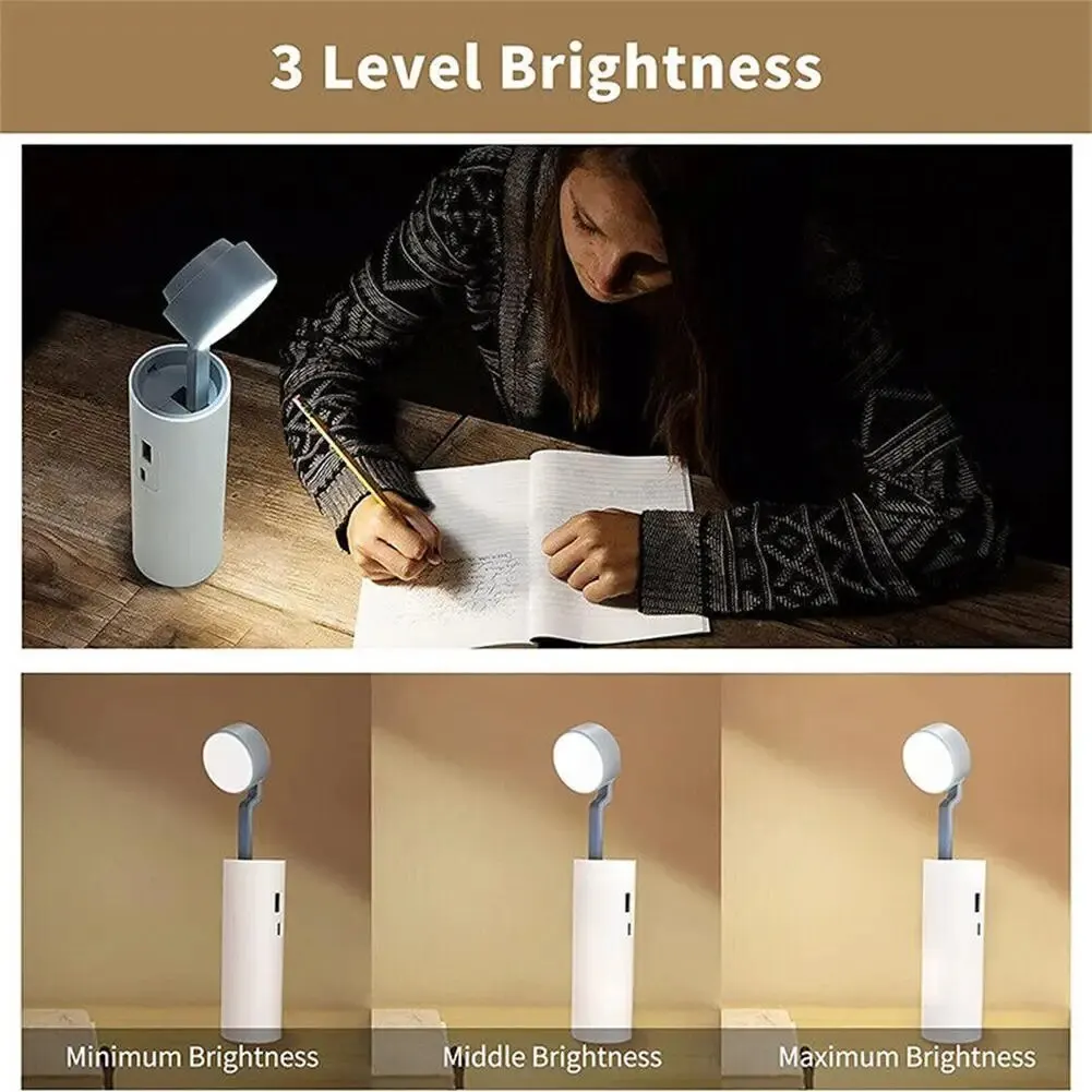 

Выдвижной настольный светильник с фонариком, лампа для защиты глаз, для чтения, портативный внешний многофункциональный мини-аккумулятор