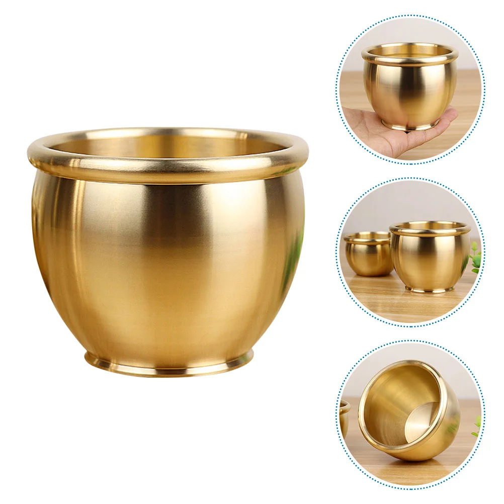 

Bowl Treasure Basin Chinese Good Fengshui Lucky Brass Luck Figurine Holder Statue Wealth Offering Decor Metal Fruit Censer