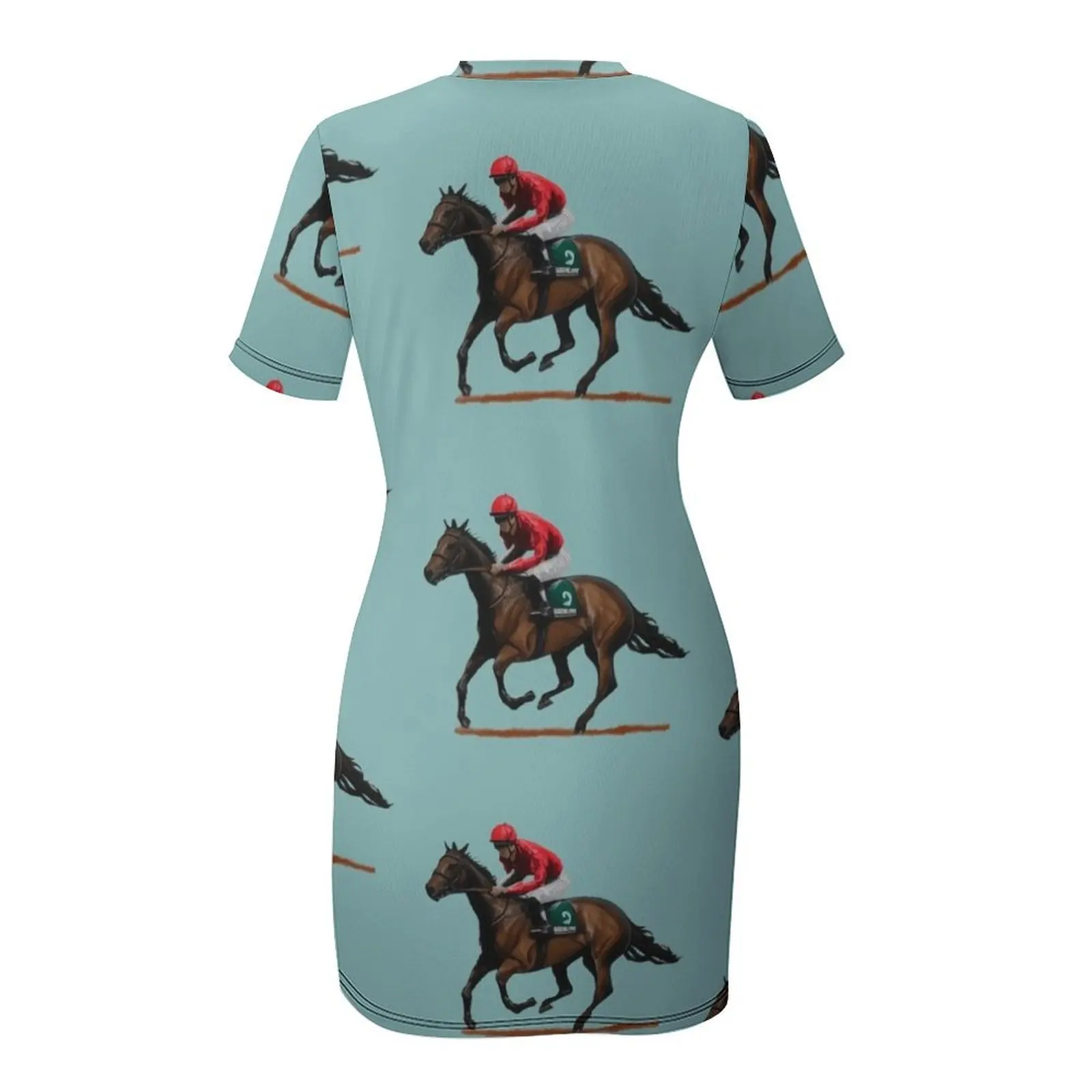 Платье с короткими рукавами Rider and Race Horse в полный галоп винтажное женское платье