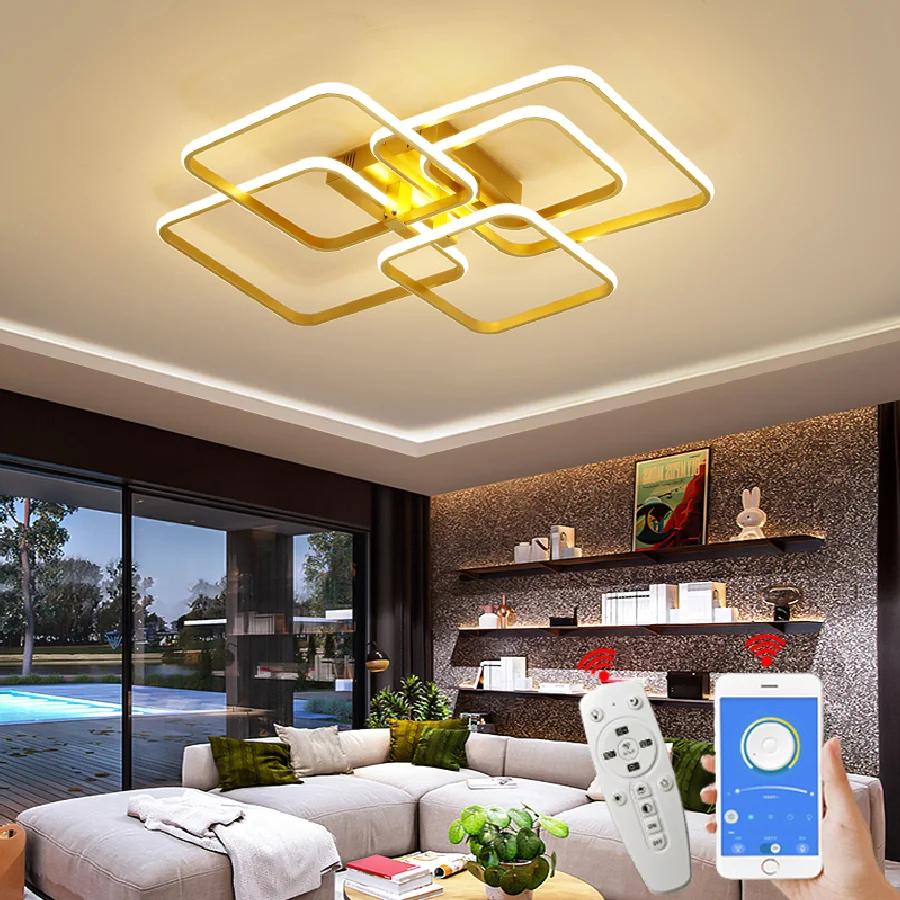 

Modern Led chandeliers For Living Room Study room Bedroom lights lampara techo Gold color Ceiling chandelier fixtures 90-260V