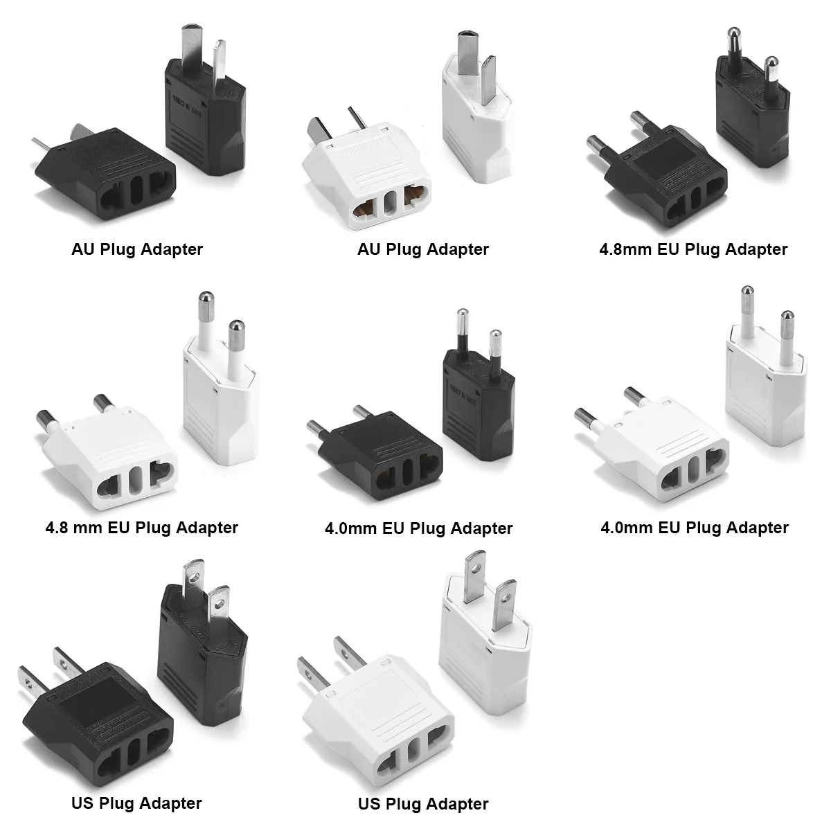 Eu Euro European Korea Kr America Us To Au Australia China Cn Russia Nz 2pin Power Adaptor Ac Converter Socket
