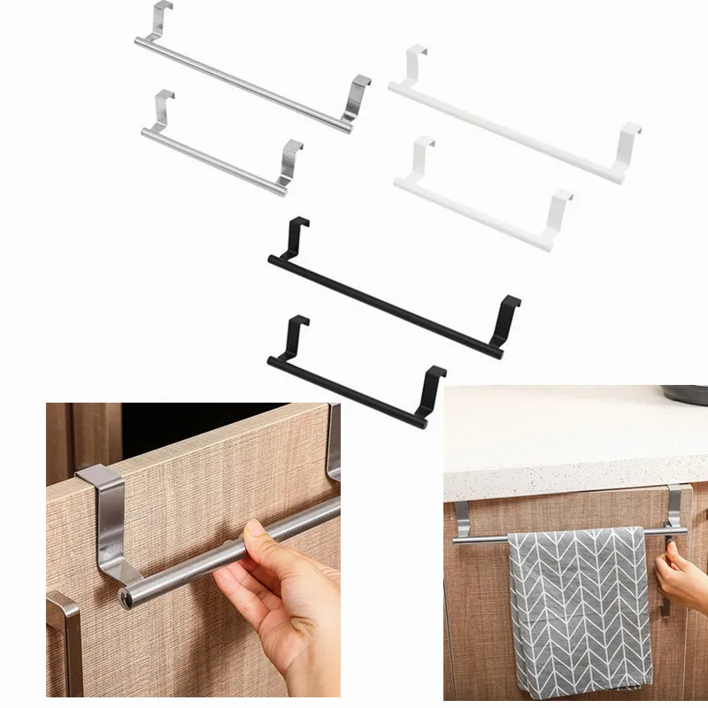 

Towel Rack Over Door Towel Bar Hanging Holder Stainless Steel Cabinet Towel Rag Rack Shelf Hanger for Bathroom Kitchen Fittings