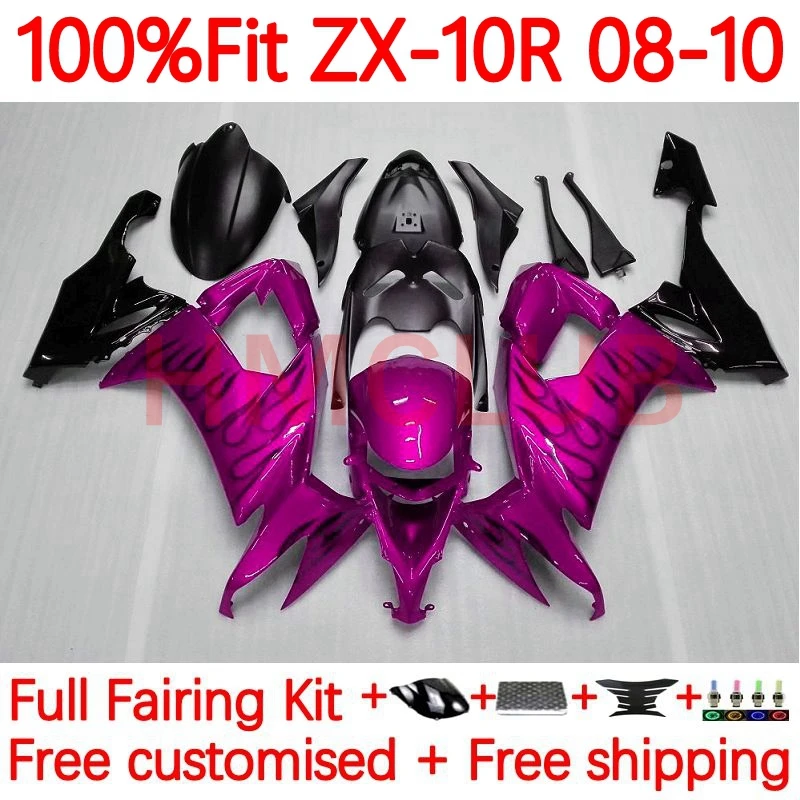 

Инъекционный корпус для KAWASAKI NINJA ZX-10R ZX 10 R 10R 1000CC ZX10R 2008 2009 2010 pink flames ZX1000 C 08 09 10 обтекатель 70No.3