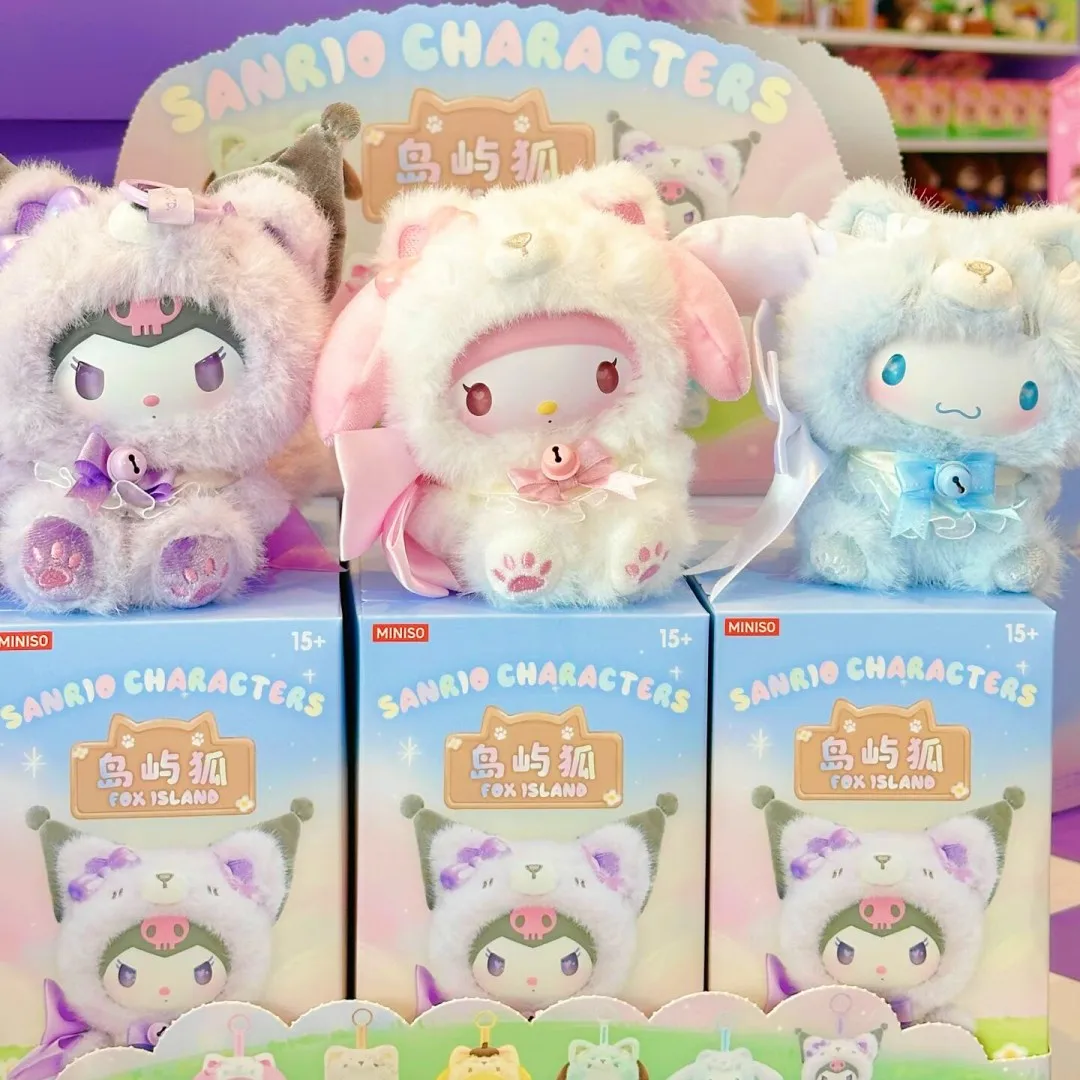 Фото Miniso Sanrio персонажи Fox Island плюшевая серия слепая коробка Pochacco Cinnamoroll Melody Kuromi аниме виниловые куклы Декор кулон №2