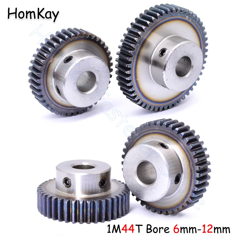 Mod 1 44T Spur Gear Bore 6 8 10 - 12mm 45# Steel Transmission Gears 1 Module 44 Tooth Motor Pinion DIY Accessories Parts