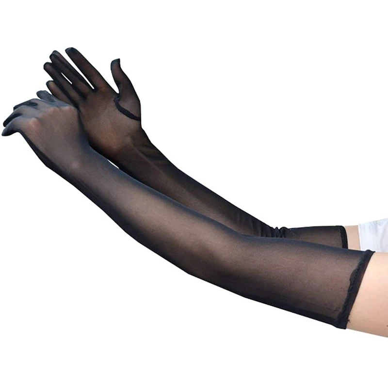 

Женские черные пикантные длинные перчатки, модные классические перчатки для оперы, локтя, Стрейчевые перчатки на палец для свадьбы, банкета...
