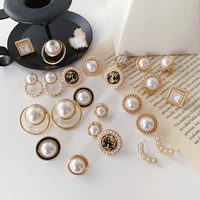 korean elegant simulated pearl big round clip on earrings non pierced baroque pearl ear clips for women stud earring jewelry