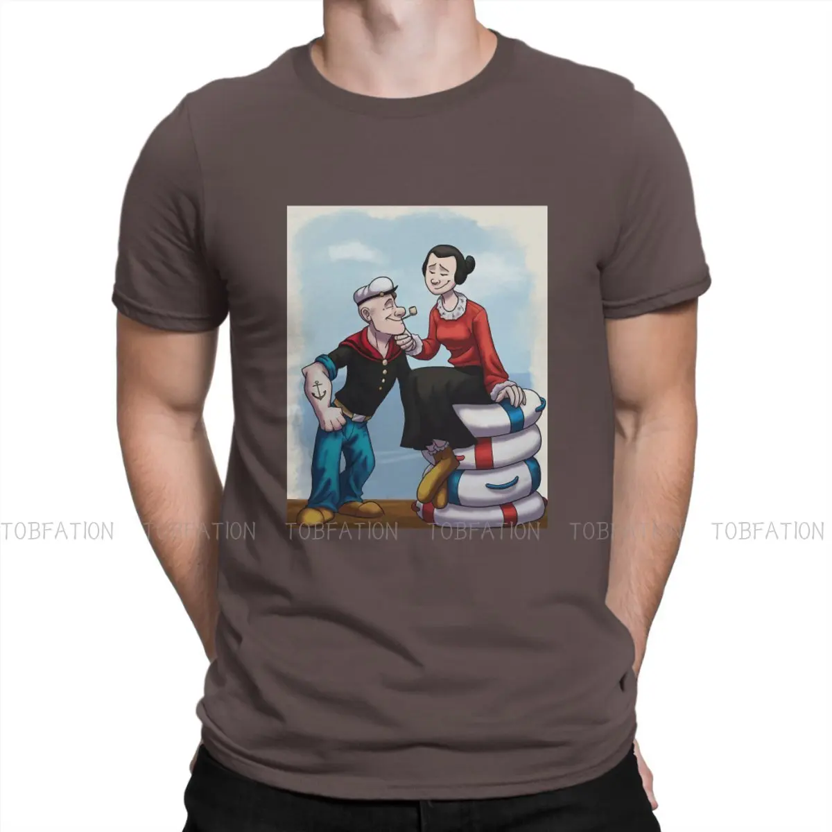 

Olive TShirt Popeye the Sailor American Comics Cartoon Pure Cotton Classic T Shirt Men Clothes New Design Big Sale