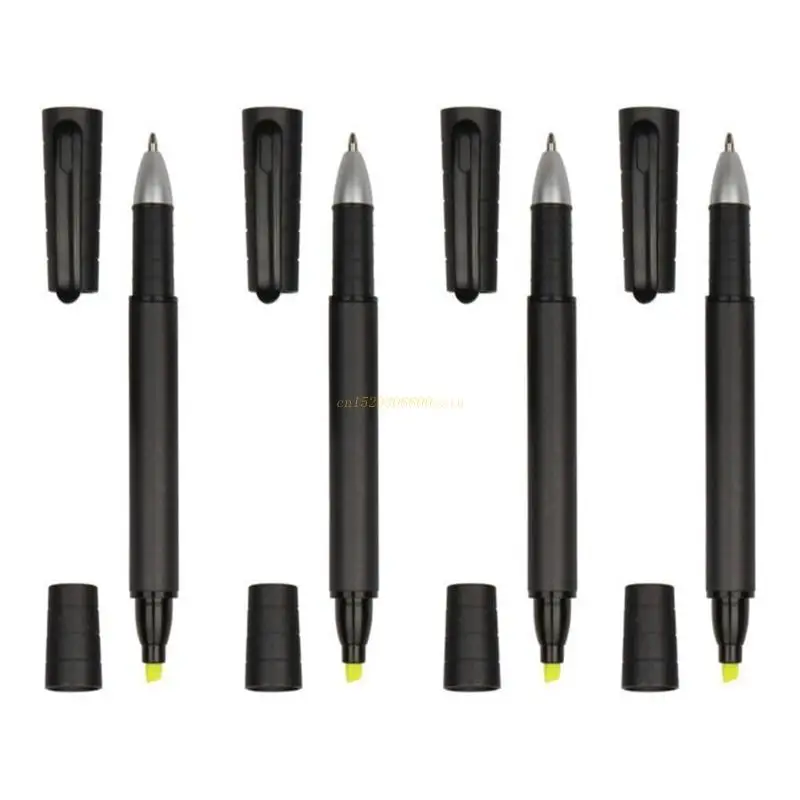 

Mini 2-in-1 Yellow Highlighter Pen Chisel-tip Marker Black Gel Pen Bullelt Nib 63HD