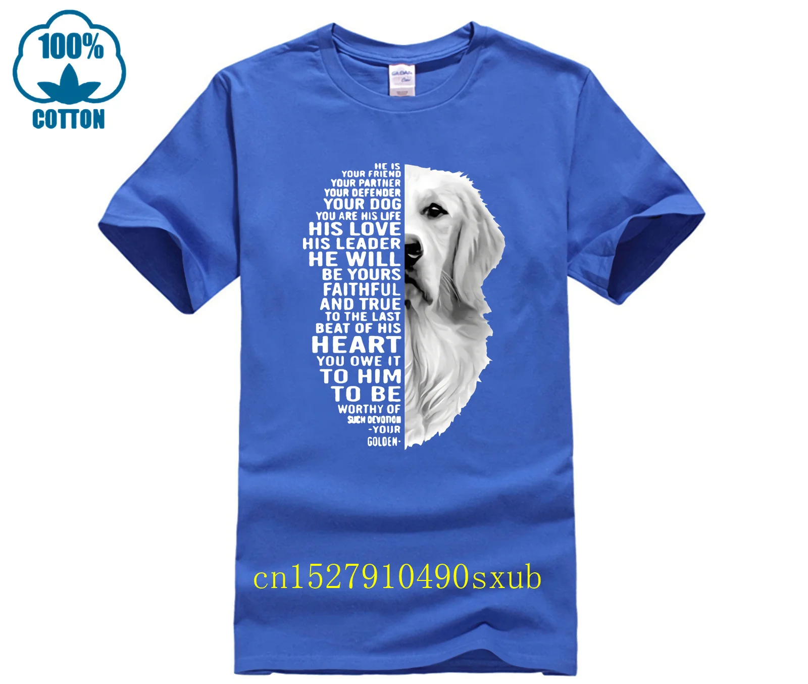 Golden Retriever he is your friend partner defender dog shirt Genuine men's T-shirt cotton jersey