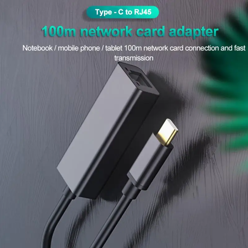 

Переходник Usb Type-c на Rj45 для проводной сетевой карты, алюминиевый адаптер 100 Megabits Usb Type C Ethernet, 10/100 Мбит/с, кабель Lan для Интернета