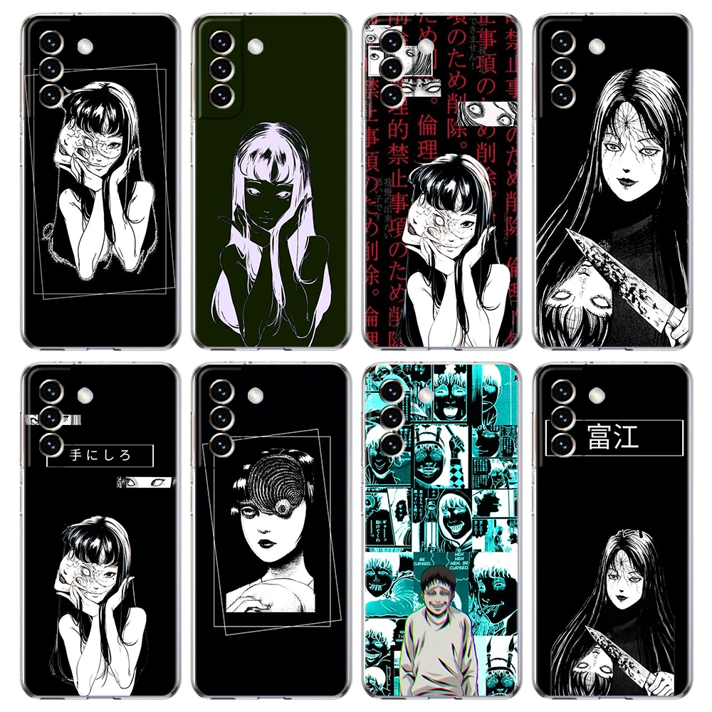 

Junji Ito Terror Horror Case for Samsung S23 S22 S21 S20 Ultra S20 FE S9 S8 M22 M32 M31 S10 S10E Note 20 Plus Transparent Shell