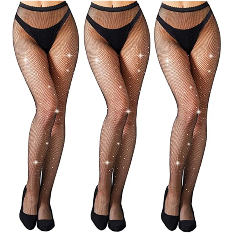 

Fishnet Stockings Rhinestone High Waist Tights Pantyhose Sheer for Women Pantyhose Mesh Tights Lingerie Without Underwear