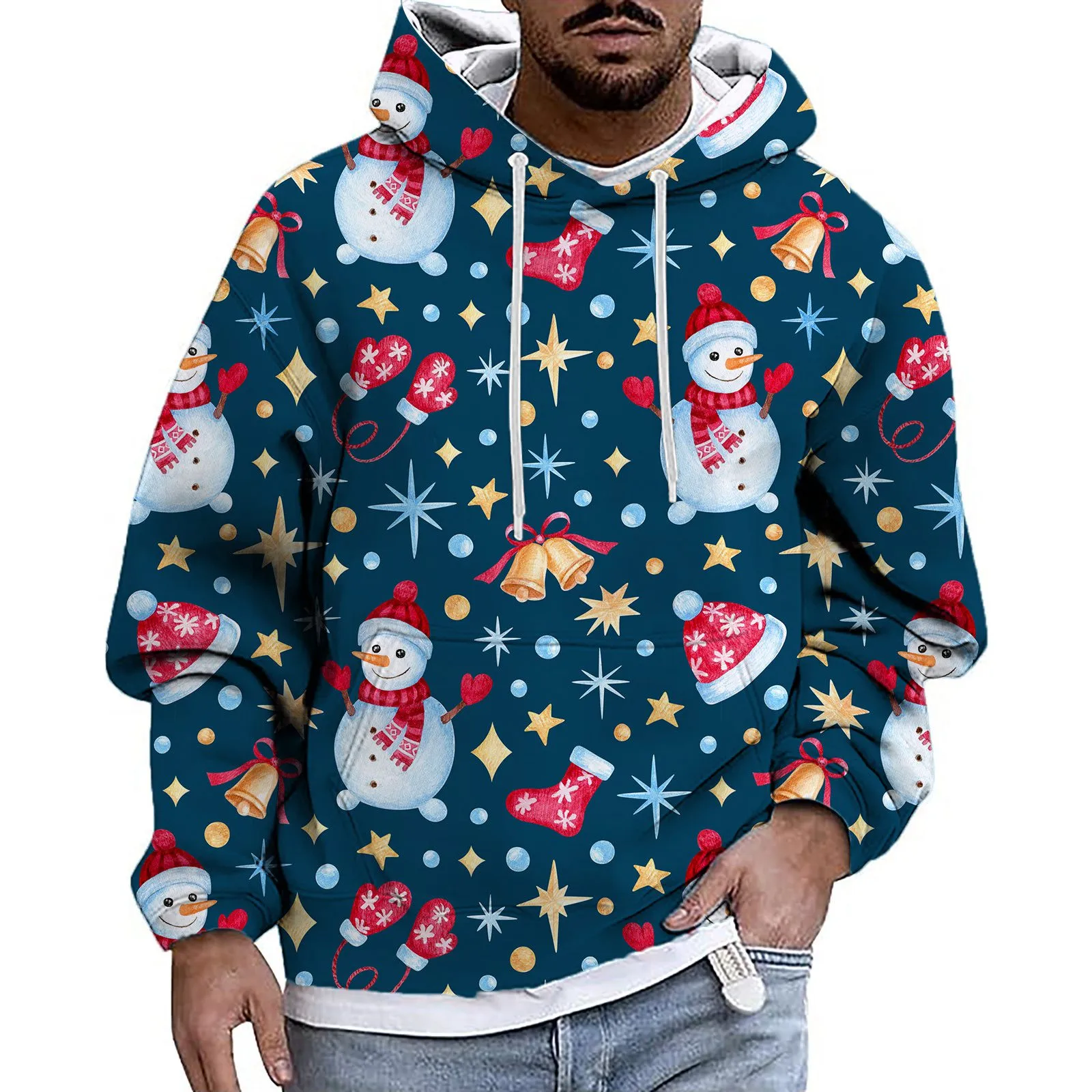 

Men Hoodie Sweatshirt Men's Christmas Long Sleeved Hoodie Christmas Holiday Hooded Cute House Slipper Pullover Sweatshirt Mens