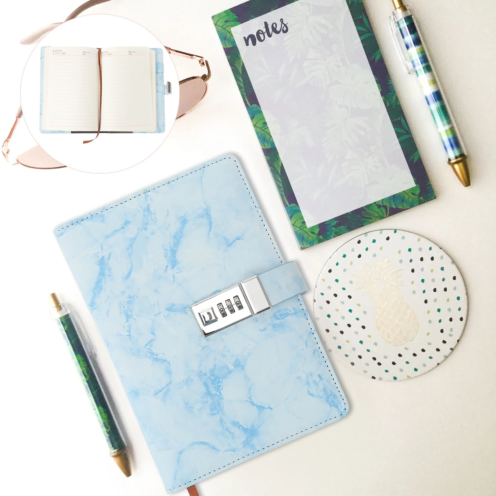 

Portable Lock Password Notebook Student Pu Journal Paper Write Accessory Secret diary for girls