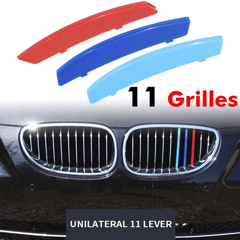 

3pcs For BMW 5 Series E60 E61 M5 2004-2010 Car Front Grille Inserts Trims Strips M Color Sports Buckle Grill Cover Clip Styling