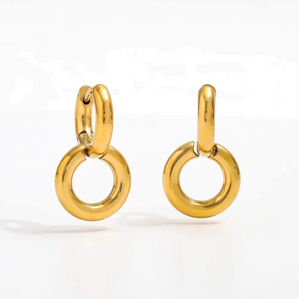 

Ювелирные изделия Joolim, оптовая продажа, водонепроницаемые и потускнеющие минималистичные Двойные серьги Huggie из нержавеющей стали для женщин