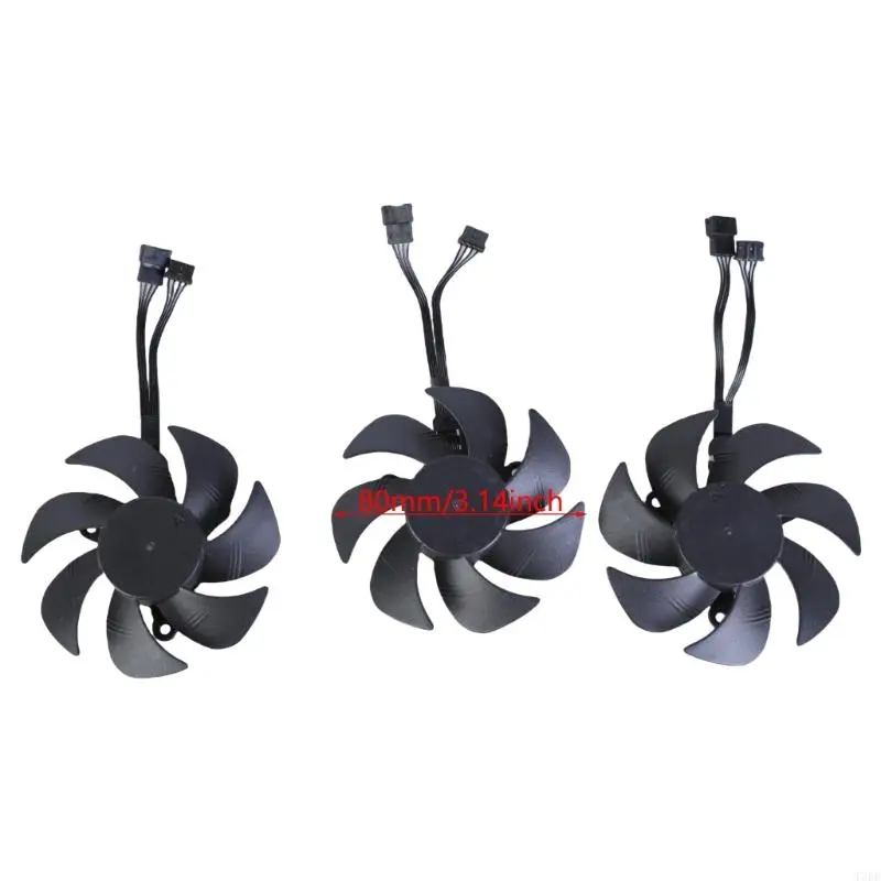 T3EE 3PCS 80 мм 4PIN ГААССКАЯ ВАНКА ДЛЯ RTX3060 Эффективное охлаждение и усиливает