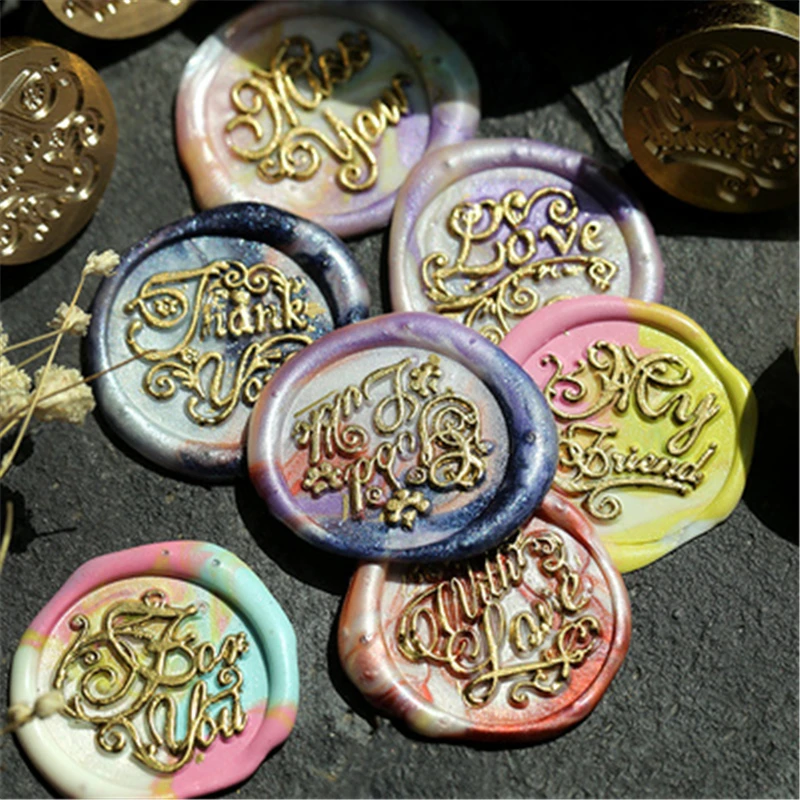 

English Wishes Bless Wax Seal Stamp Head DIY Wish for You Stamps Seals Postage Wedding Envelope Hobby Craft Decor Card Making
