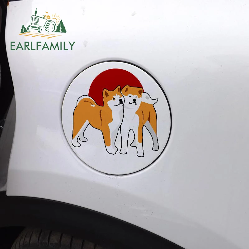 EARLFAMILY 13 см Мультяшные забавные наклейки для собак Akita Inu водонепроницаемые