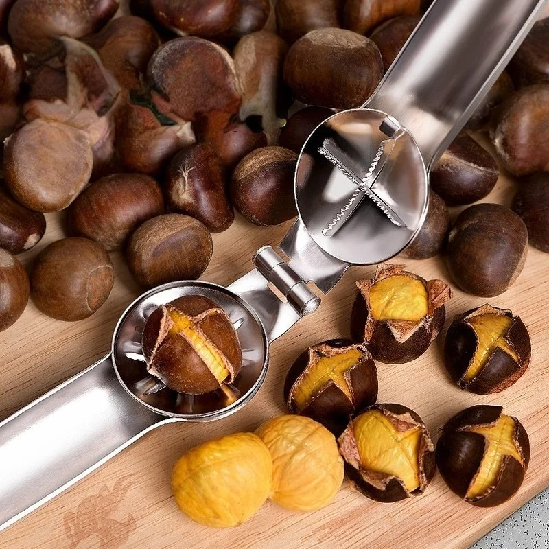 

2 in 1 stainless steel chestnut clip walnut clip chestnut sheller kitchen nut shelling tool kitchen accessories