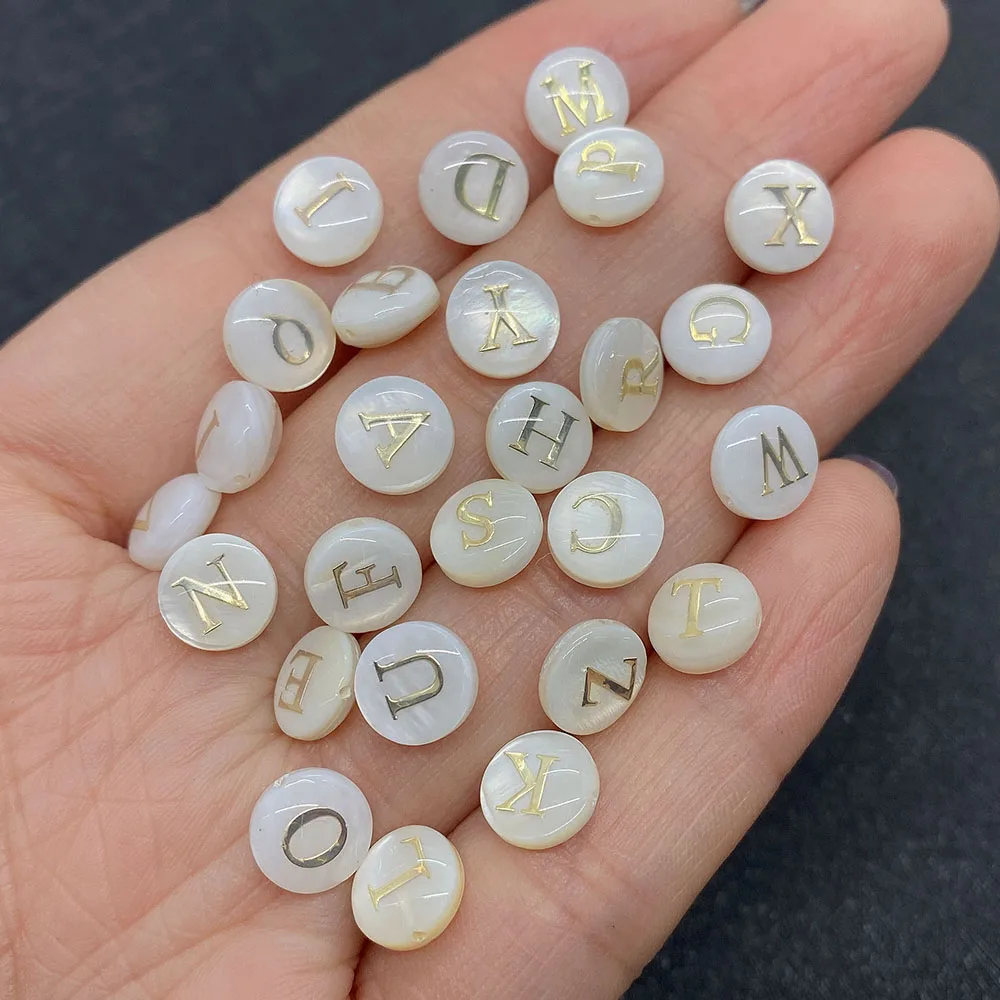 

6/8mm 26 Initials Shell Loose Beads White Beading Round Spacer Beads for Jewelry Making DIY Handmade Bracelet Necklace Ornament