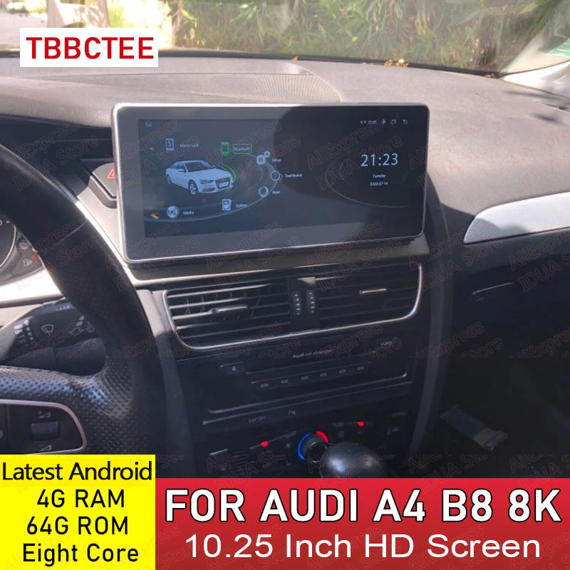 

Автомобильный мультимедийный плеер, Android 12, 8 ядер, 4 + 64 Гб ОЗУ, для AUDI A4 B8 8K 2008 ~ 2016 MMI 2G 3G, беспроводной Carplay, Wi-Fi, автомобильная стереосистема