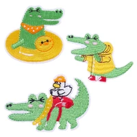 100pcslot anime embroidery patch cartoon crocodile shirt bag clothing decoration sewing accessory craft diy iron heat applique