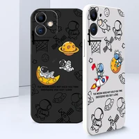 cute space astronaut cases for iphone 13 11 12 pro mini x xr xs max liquid silicone phone funda capa for 8 7 6s 6 plus se 2020