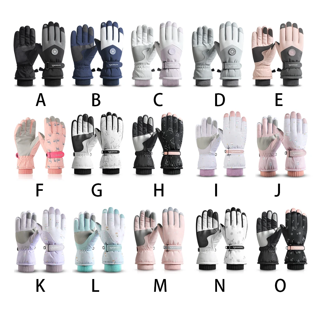 

1 Pair Snow Ski Gloves Winter Thermal Waterproof Nonslip Touch Screen Motorcycle Fishing Skating Mittens Pink Woman