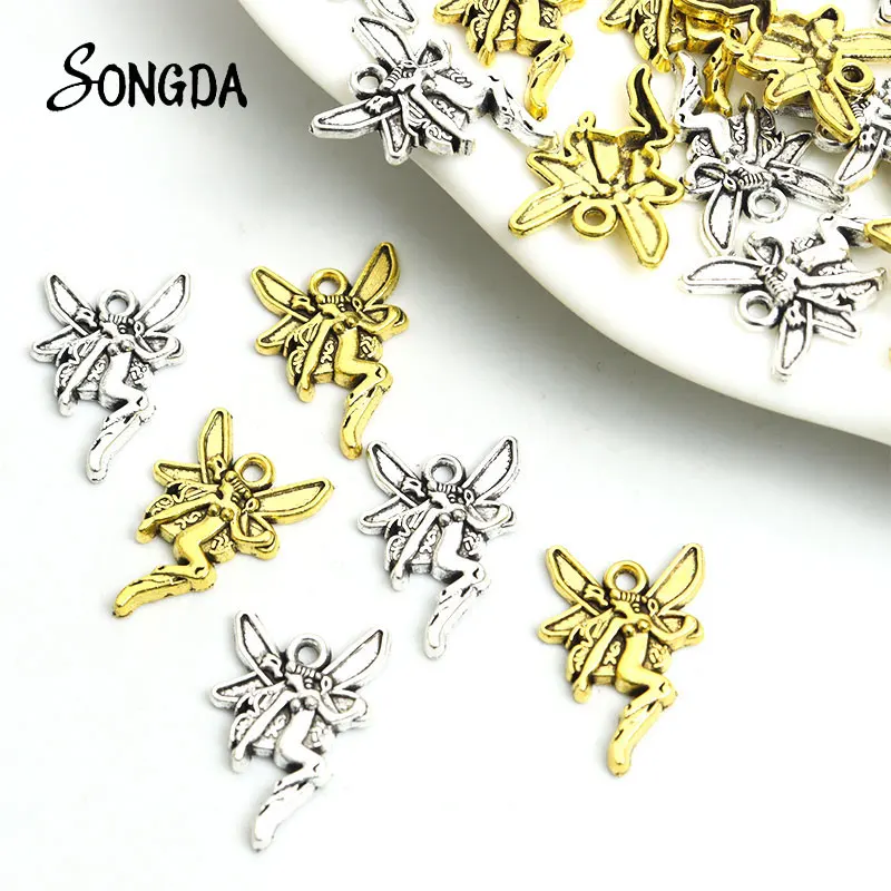 20 шт. подвески-бабочки, сказочный ангел, подвески Anqique золотого цвета, металлические подвески из сплава для изготовления ювелирных изделий своими руками, ожерелье ручной работы
