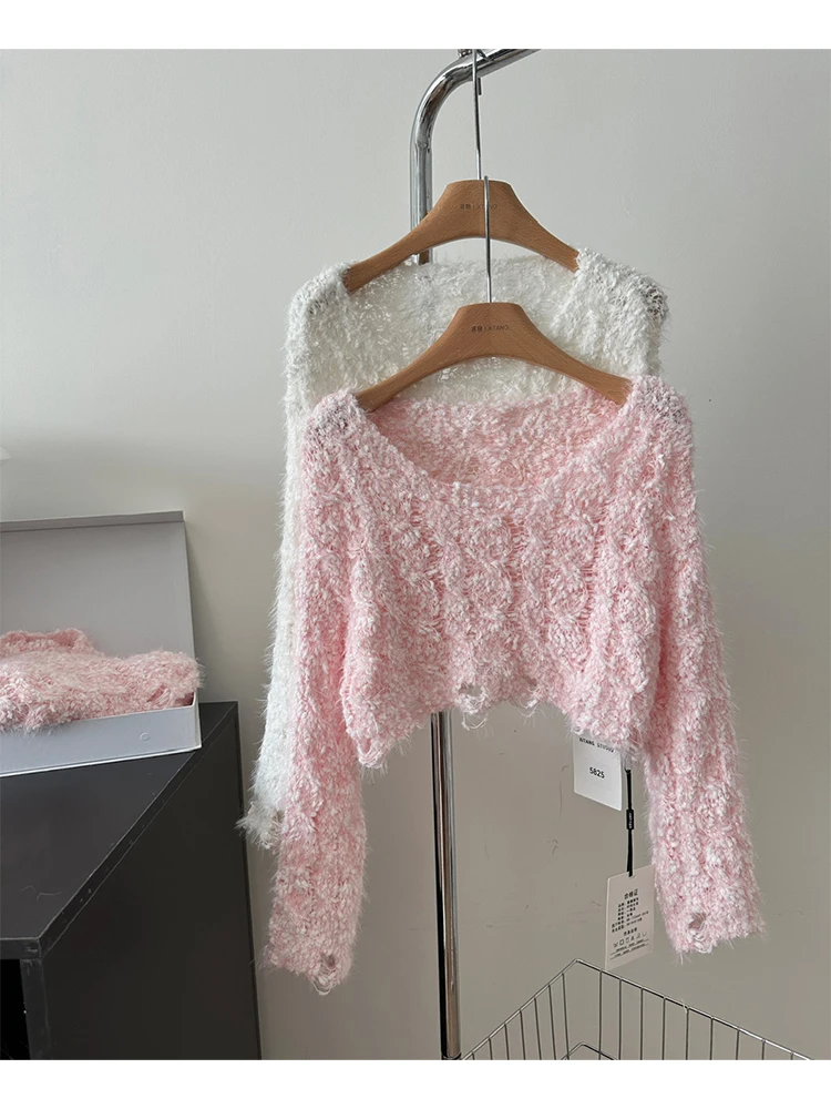 Женский вязаный пуловер в стиле Харадзюку