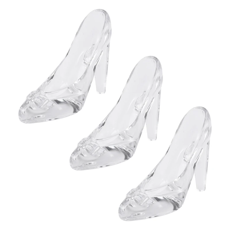

3X Crystal Shoes Glass Birthday Gift Home Decor Cinderella High-Heeled Shoes Wedding Shoes Figurines Miniatures Ornament