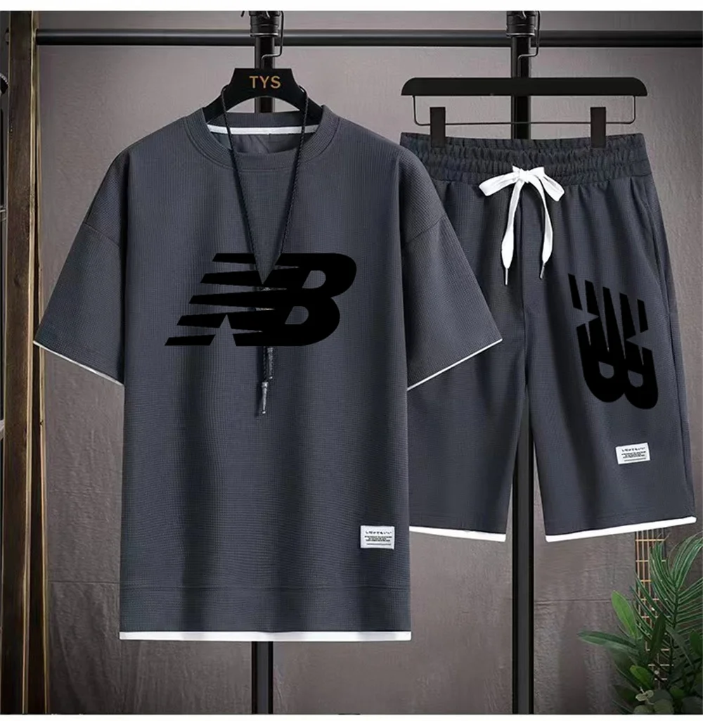 

Мужской летний костюм с принтом психобанни, Модный повседневный спортивный Быстросохнущий комплект из двух предметов, короткие рукава + шорты, 2023