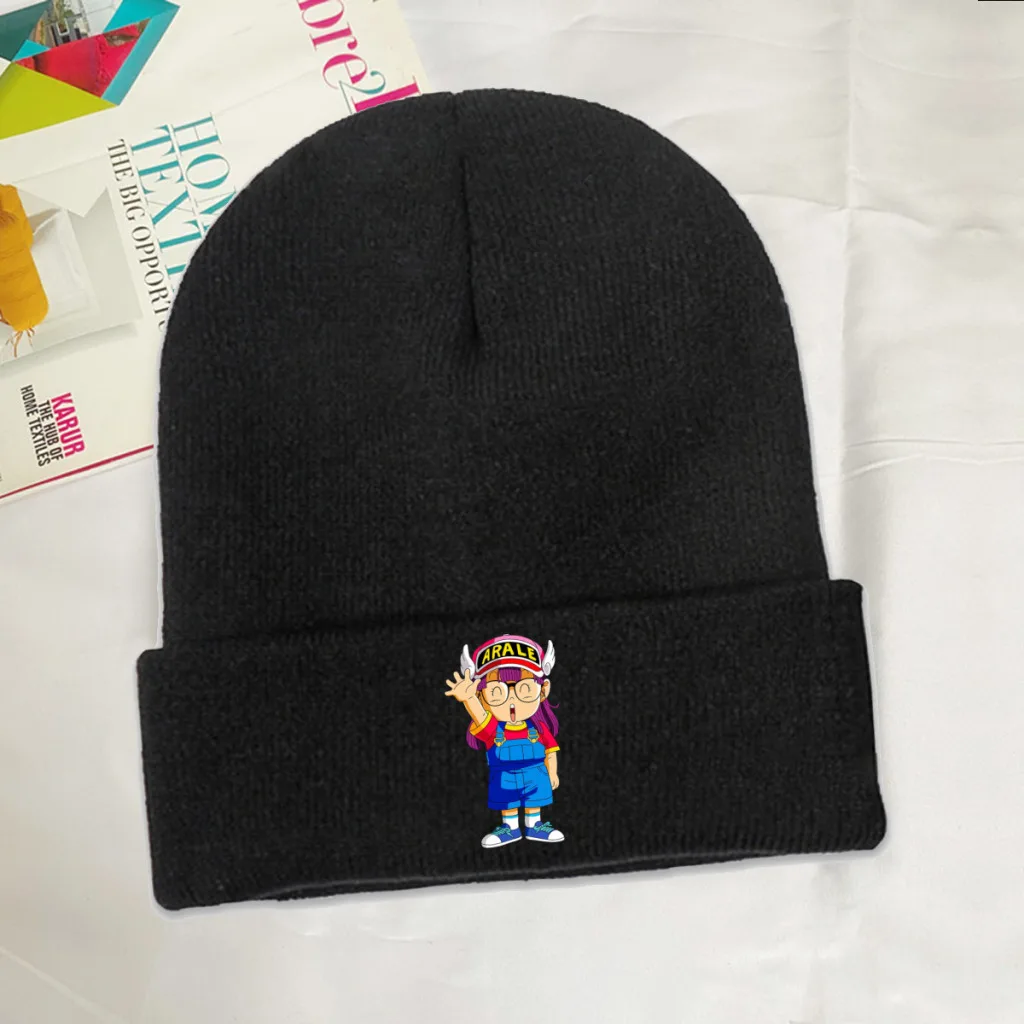 

Arale Norimaki Design Skullies Beanie Dr Slump Japanese Manga Knitted Bonnet Unisex Warm Cap Cycling Kawaii Brimless Elastic Hat