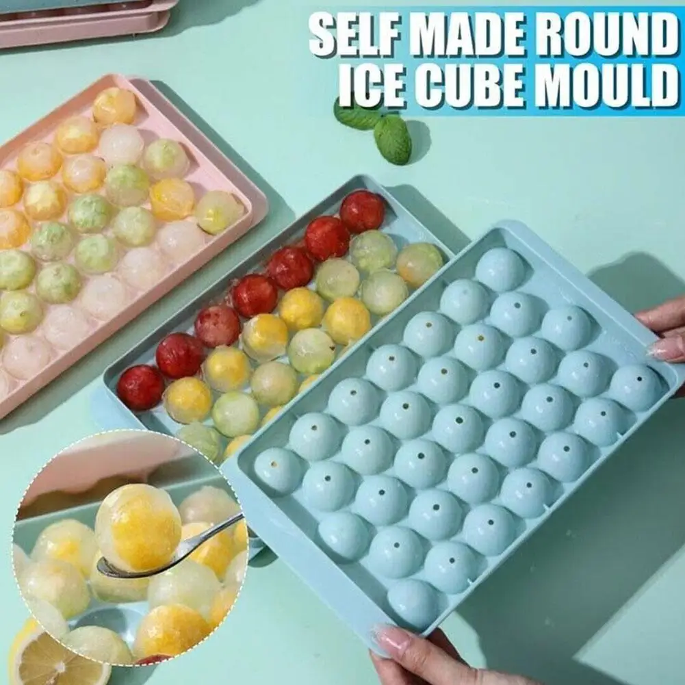 

33 Grid Round Ice Cube Mold Ice Cube Tray Food Grade Ice Mold Cream Drink Cube Ice Party Making Whiskey Kitchen Cold Gadget F6A0