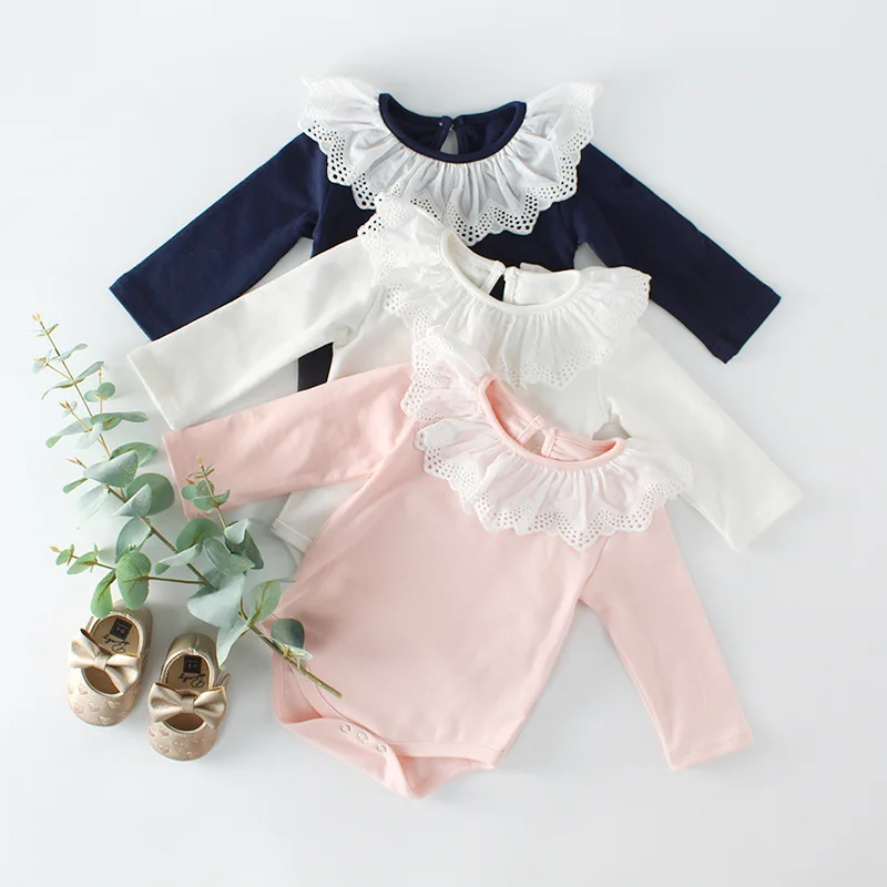 

Newborn Baby Girl Solid Color Cotton Romper Infant Toddler Long Sleeve Jumpsuit Spring Autumn Cute Baby Clothes 0-24M