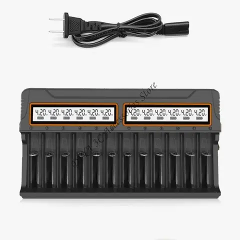 Портативное 12 -слот -зарядное устройство для AA 3A 18650 14500 и больше моделей батареи N7YA