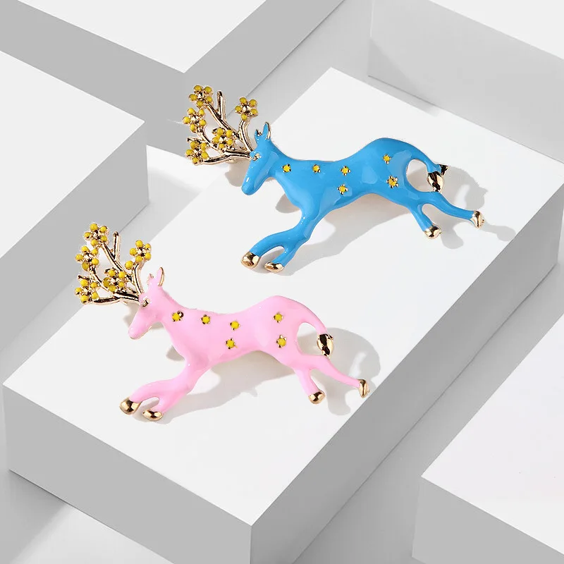 Броши с эмалью в виде оленя для мужчин женщин детей модные очаровательные