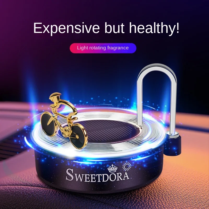 

SolarCar Aromatherapy Machine Track Rotating Bicycle Aromatherapy Essential Oil Ornaments Car Interior Accessories ToRemove Odor