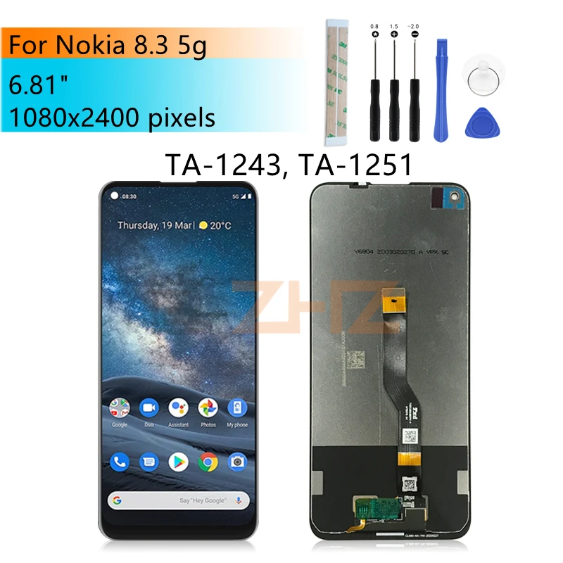 IPS LCD для Nokia 8.3 5g дисплей сенсорный экран дигитайзер в сборе TA-1243 TA-1251 Lcd запасные