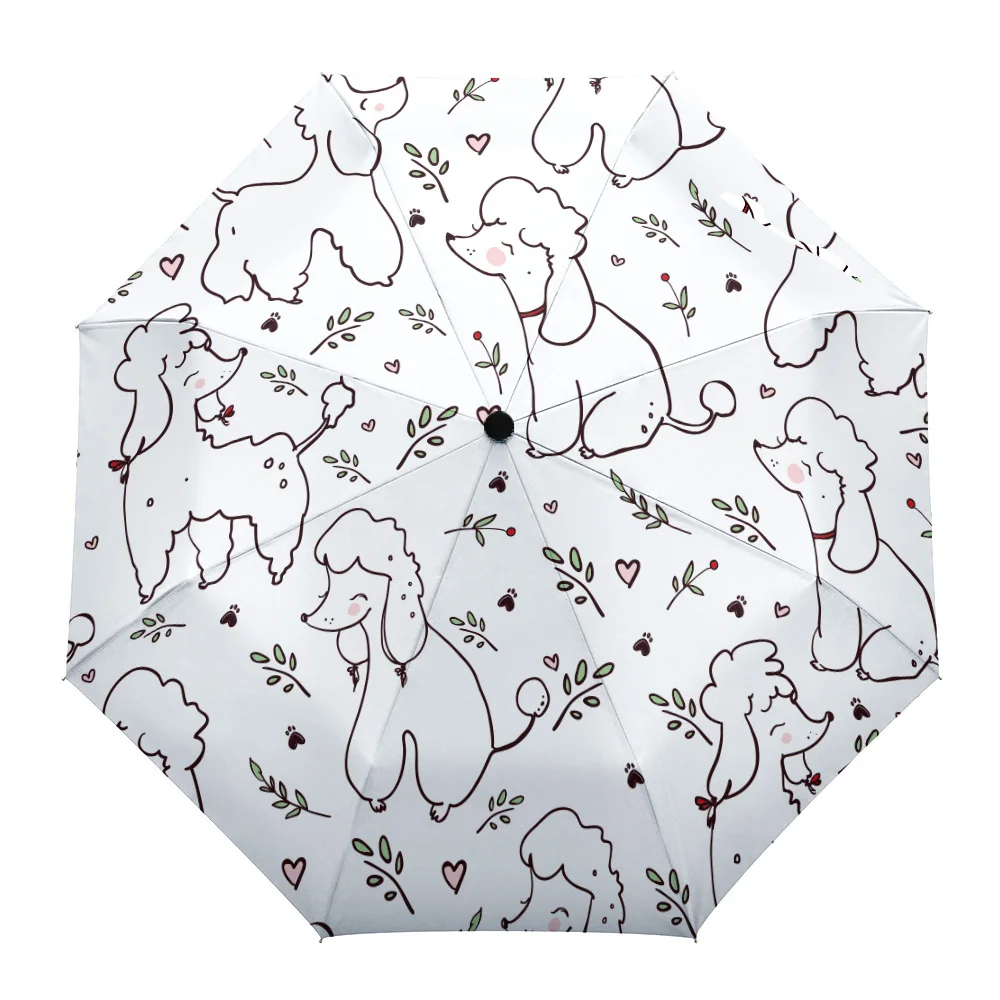 

Автоматический зонт-Пудель для мужчин и женщин, ветрозащитный уличный дорожный зонтик от солнца, три складных зонтика с 8 ребрами, в подарок