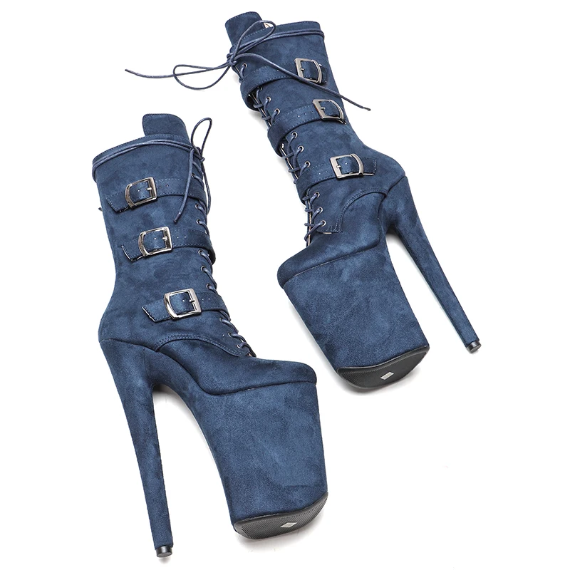 Leecabe  23CM/9inches Navy Suede Pole dance shoes High Heels Pole Dance boot