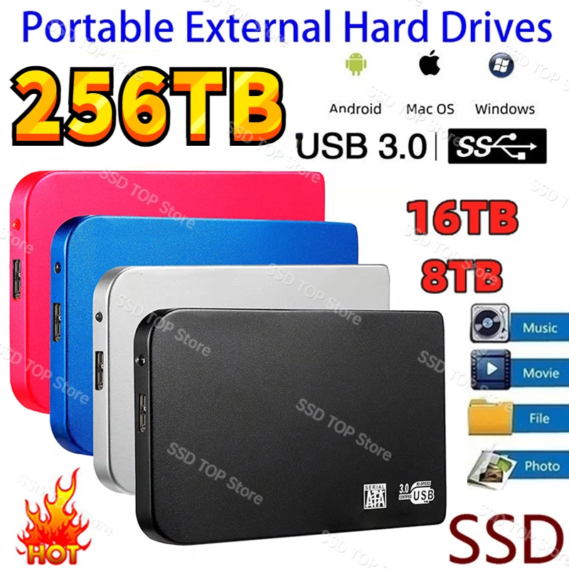 

Portable Original 500G 2TB 8TB 16TB SSD High-speed External Solid State Hard Drive USB3.0 Interface HDD Mobile hard disk for ps5