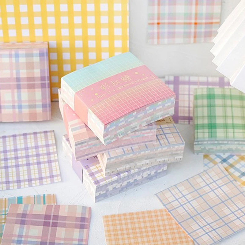 

200pcs/lot Memo Pads Sticky Notes Cute Colorful Lattice Paper Diary Scrapbooking Stickers Office School Stationery Notepad