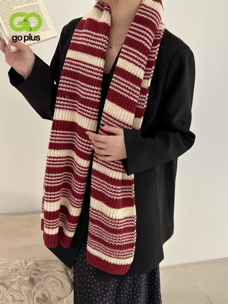 

GOPLUS Scarf Women Winter Ladies Scarves Knitted Striped Scarf Dames Sjaal Sciarpa Donna Invernale Bufanda Mujer Invierno C50279