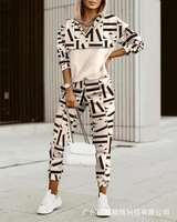 2022 spring and summer new womens two piece printed casual suit