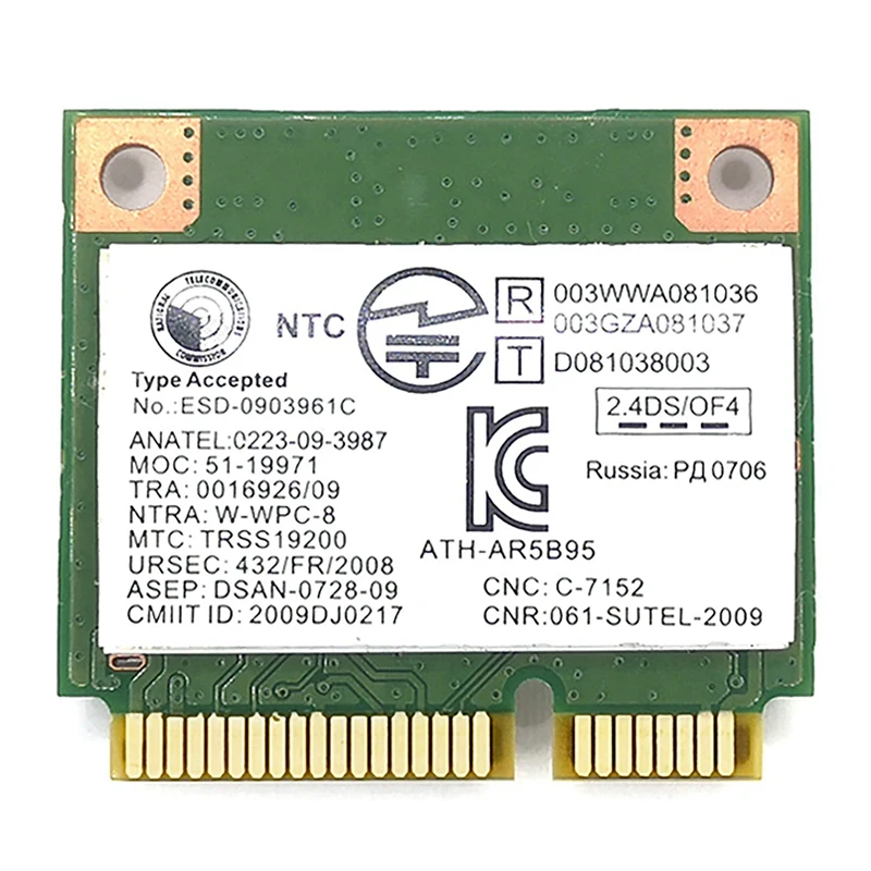 Для Lenovo Z370 Y460 G470 Z470 Z560 черный Apple AR5B95 2 4G 150 Мбит/с MINI PCIE 802.11N Встроенная беспроводная
