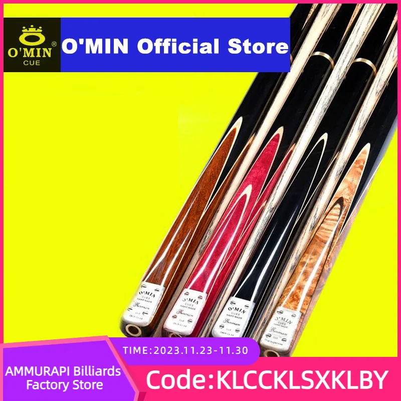 

O'MIN GUNMAN Snooker Cue 3/4 Piece Snooker Cue Kit with Case with Telescopic Extension 9.5mm 10mm Tip Snooker Stick Kit